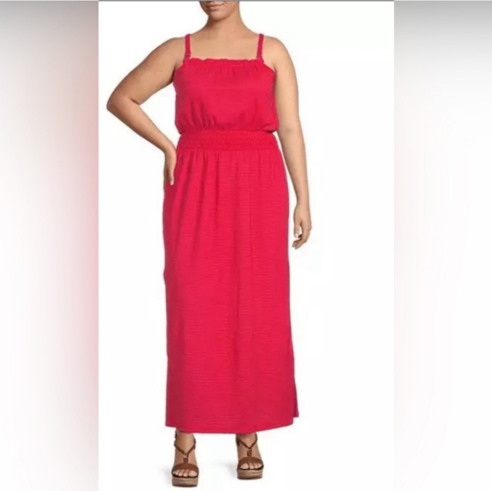 NWT MICHAEL MICHAEL KORS Women's Smocked Maxi Dress Geranium Women Large